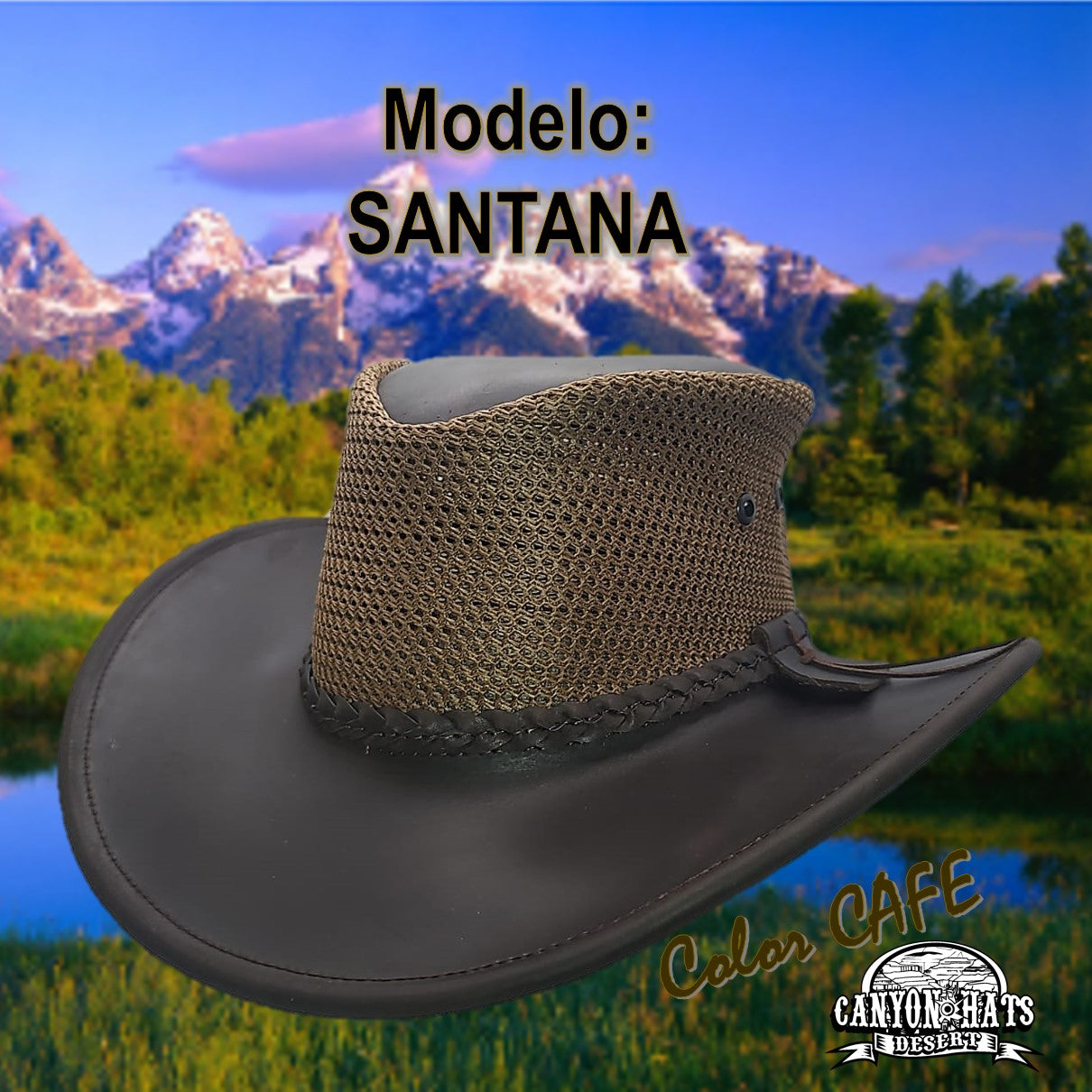 SANTANA | Sombrero Australiano De Piel Con Malla Comodo Y Transpirable