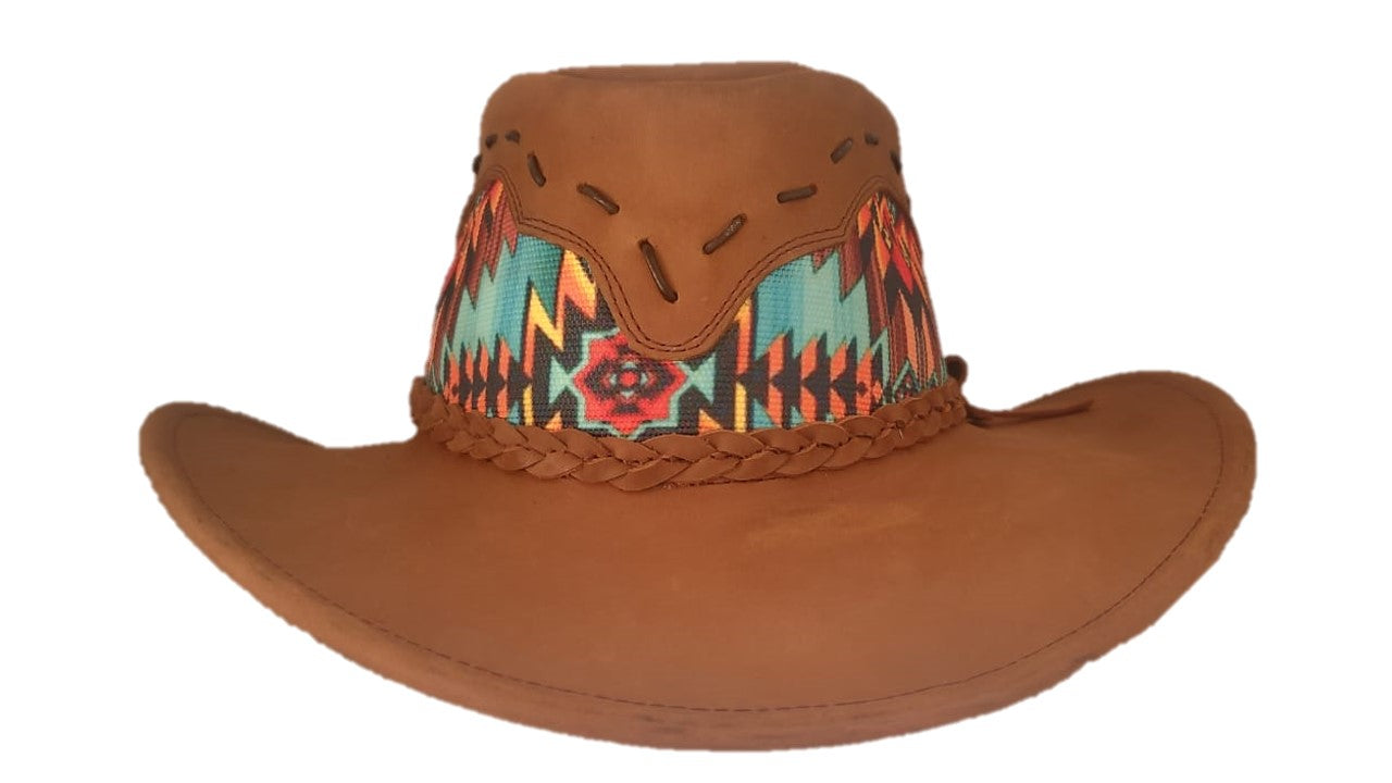 NAVAJO | Sombrero Vaquero De Piel Tribu Con Trenza
