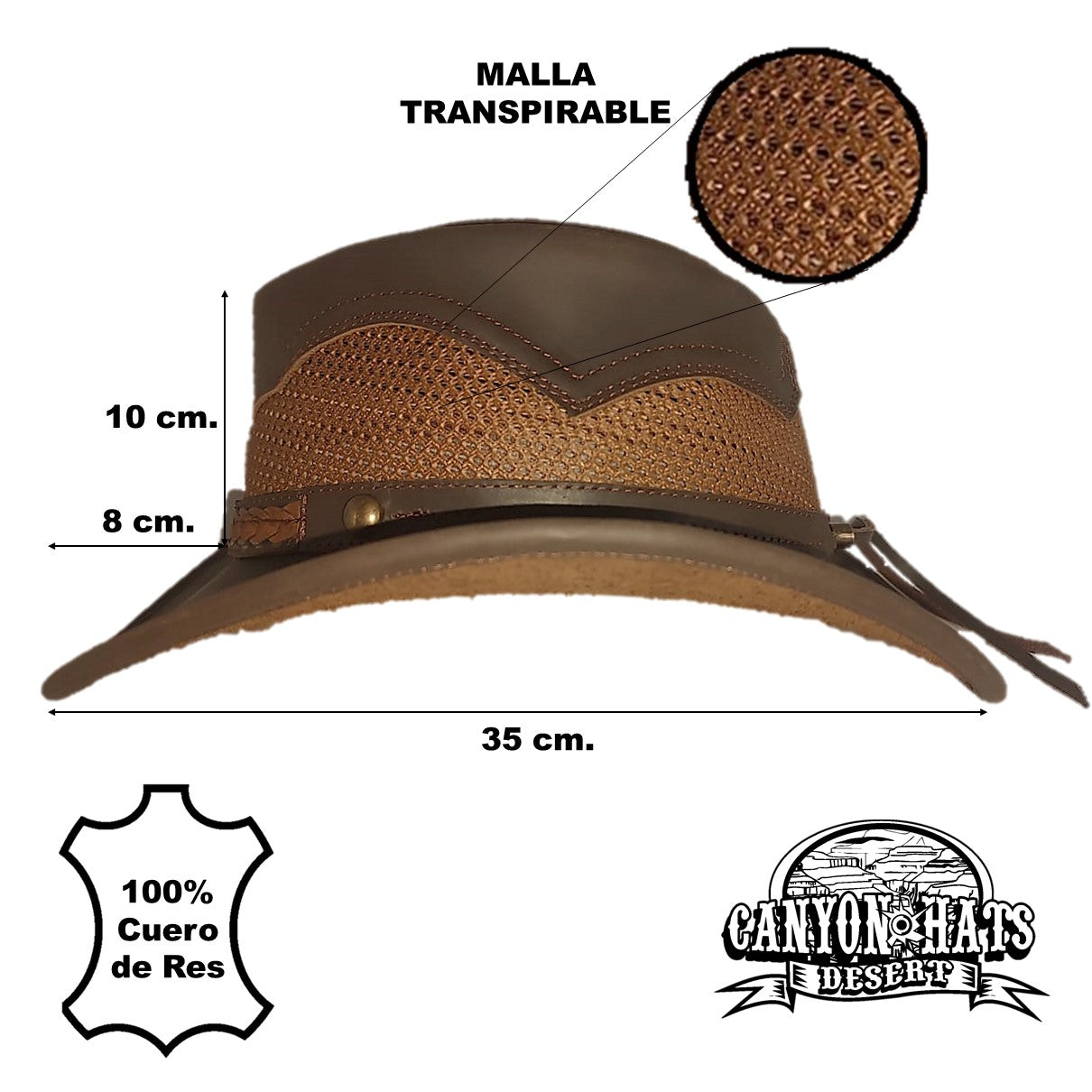 WACO | Sombrero Vaquero Piel Con Malla