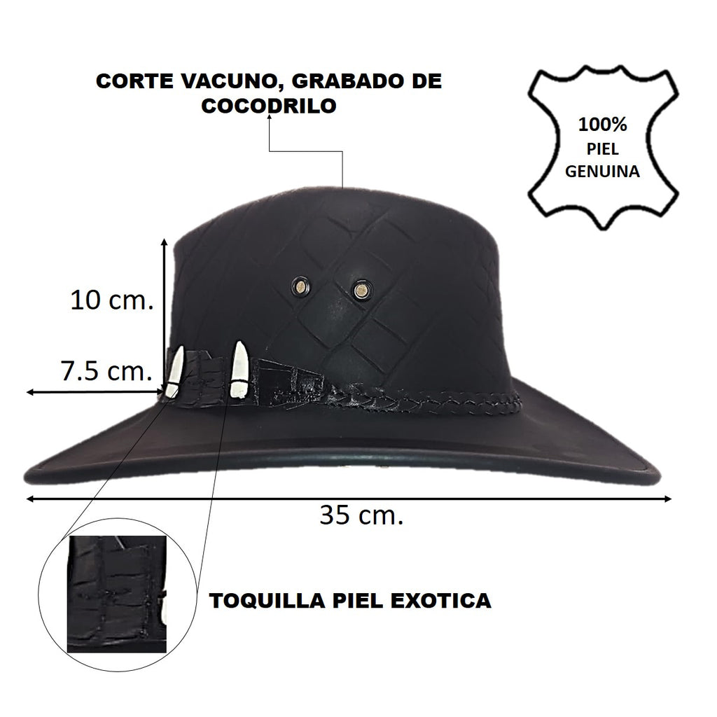 DUNDEE | Sombrero Australiano Piel Exotica Cocodrilo Dundee