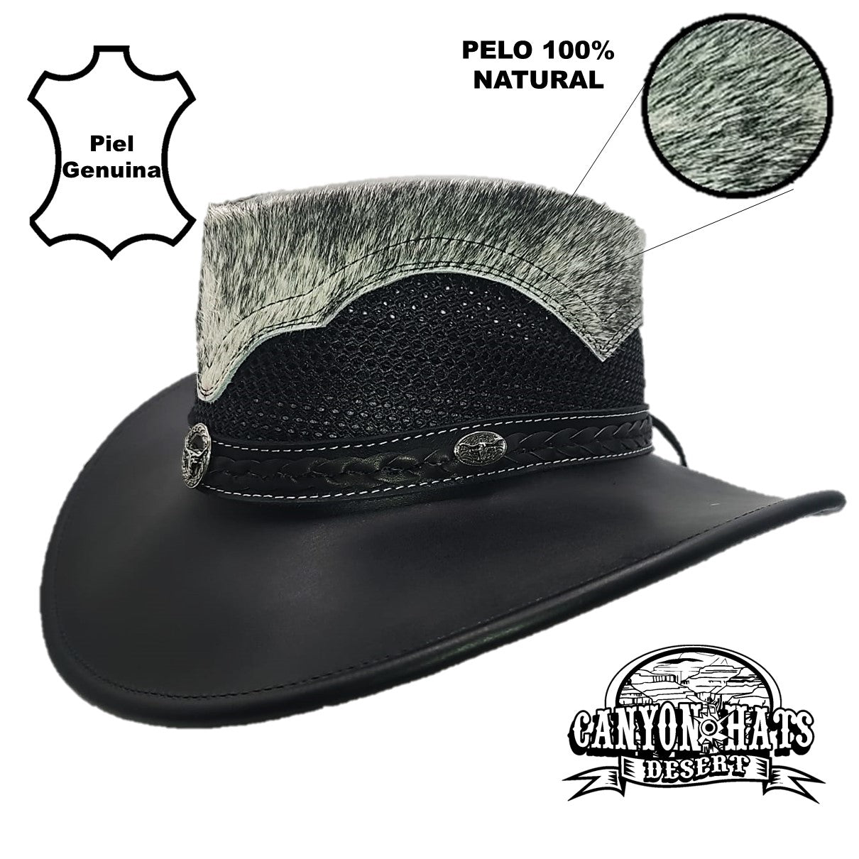 SIMMENTAL | Sombrero Vaquero De Piel, Pelo De Vaca Y Malla Transpirable