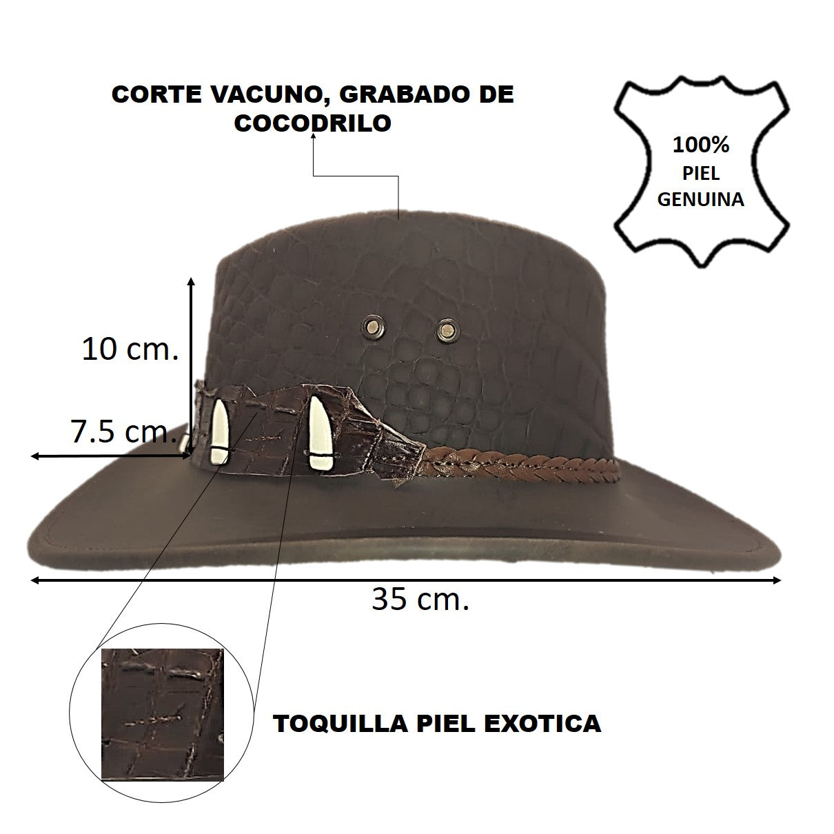 DUNDEE | Sombrero Australiano Piel Exotica Cocodrilo Dundee