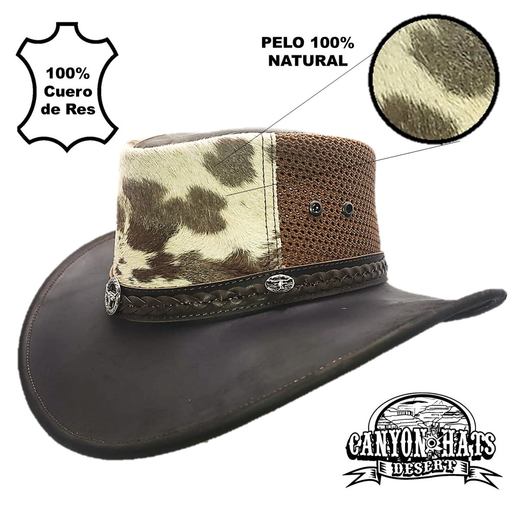 CEBU | Sombrero Vaquero De Piel, Pelo Vaca, Malla Transpirable