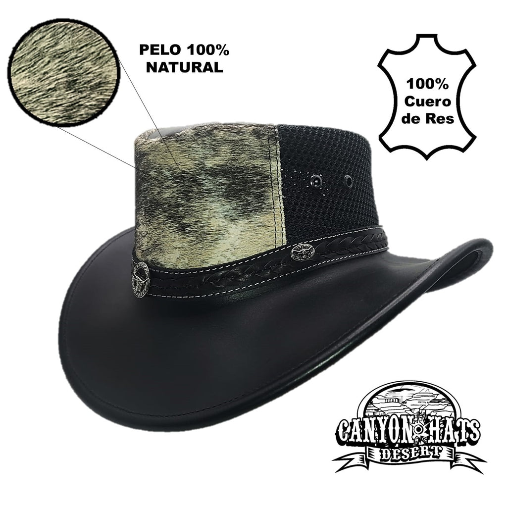 CEBU | Sombrero Vaquero De Piel, Pelo Vaca, Malla Transpirable