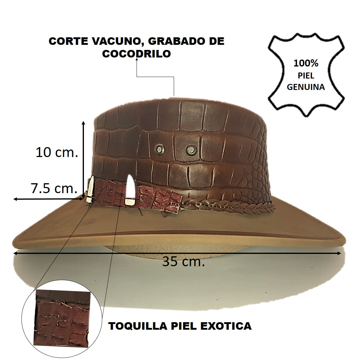 DUNDEE | Sombrero Australiano Piel Exotica Cocodrilo Dundee