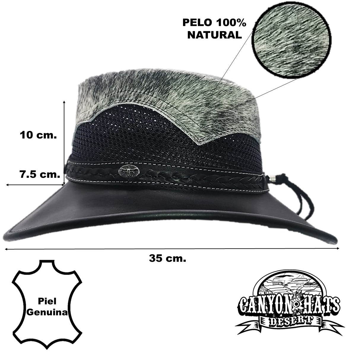 SIMMENTAL | Sombrero Vaquero De Piel, Pelo De Vaca Y Malla Transpirable