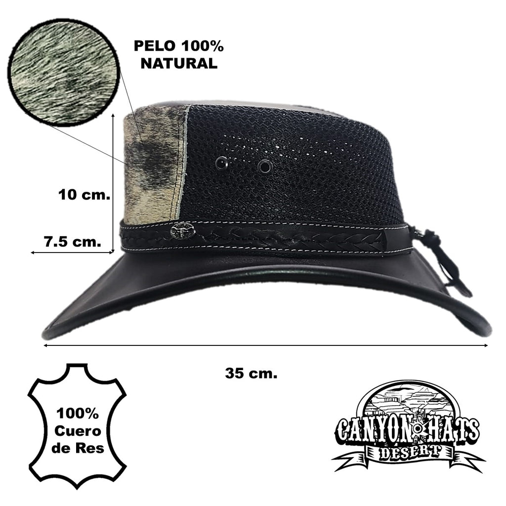 CEBU | Sombrero Vaquero De Piel, Pelo Vaca, Malla Transpirable