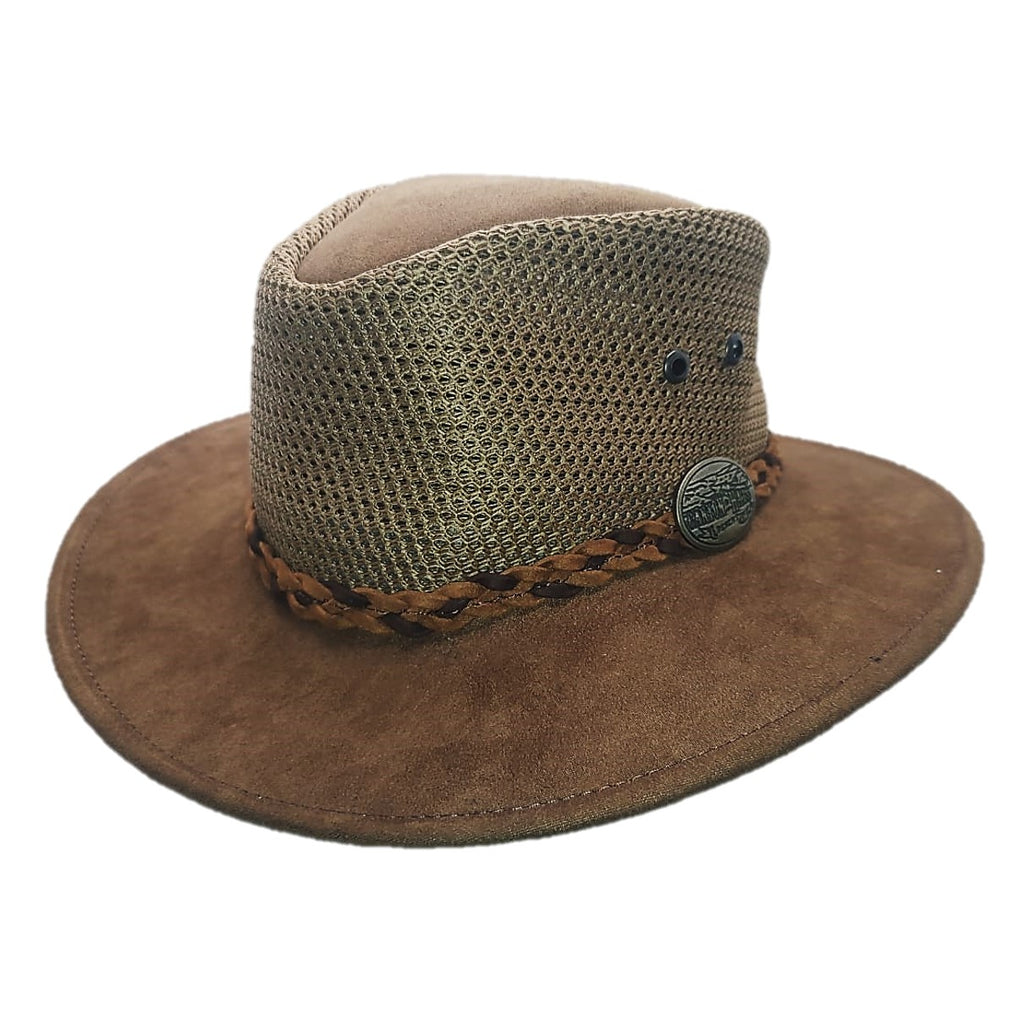 WYOMING | Sombrero Australiano De Malla Ligero Y Transpirable Con Trenza Bicolor
