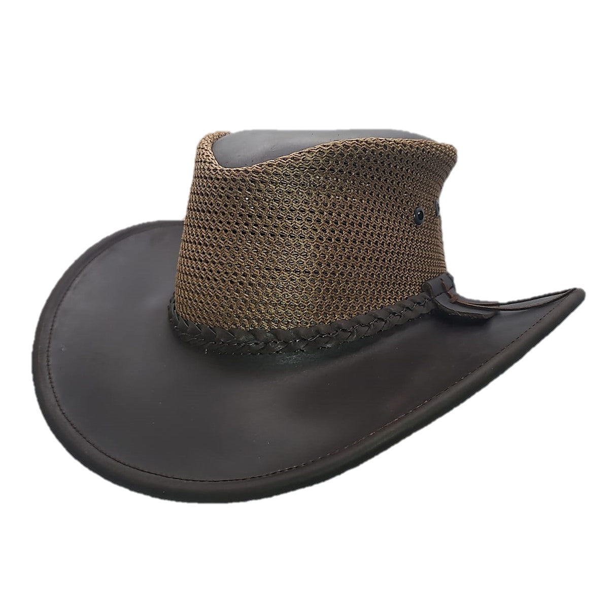 SANTANA | Sombrero Australiano De Piel Con Malla Comodo Y Transpirable