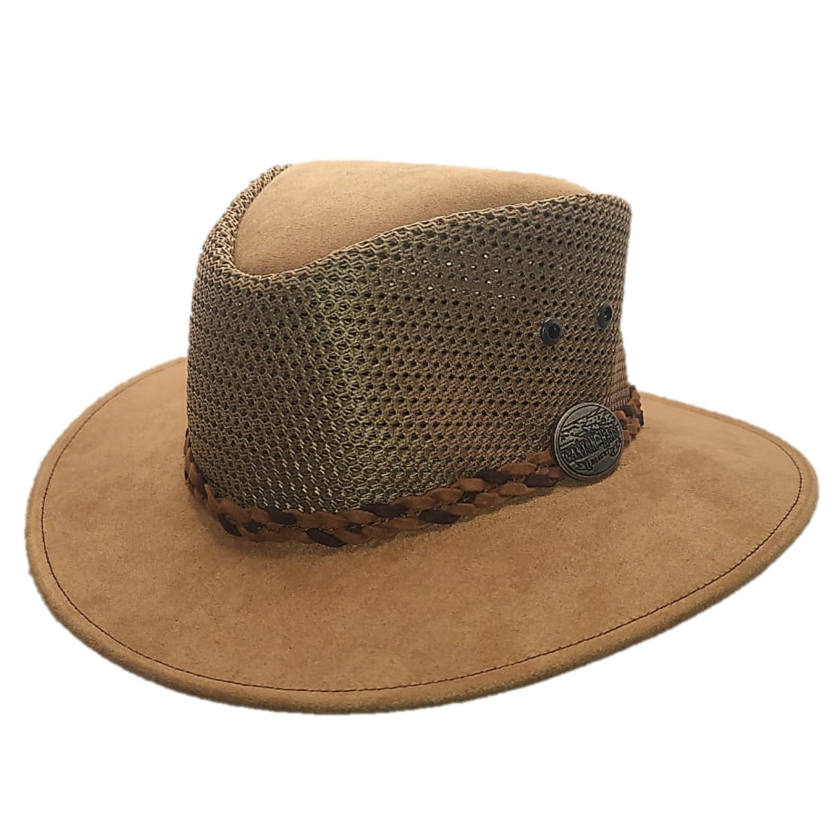 WYOMING | Sombrero Australiano De Malla Ligero Y Transpirable Con Trenza Bicolor