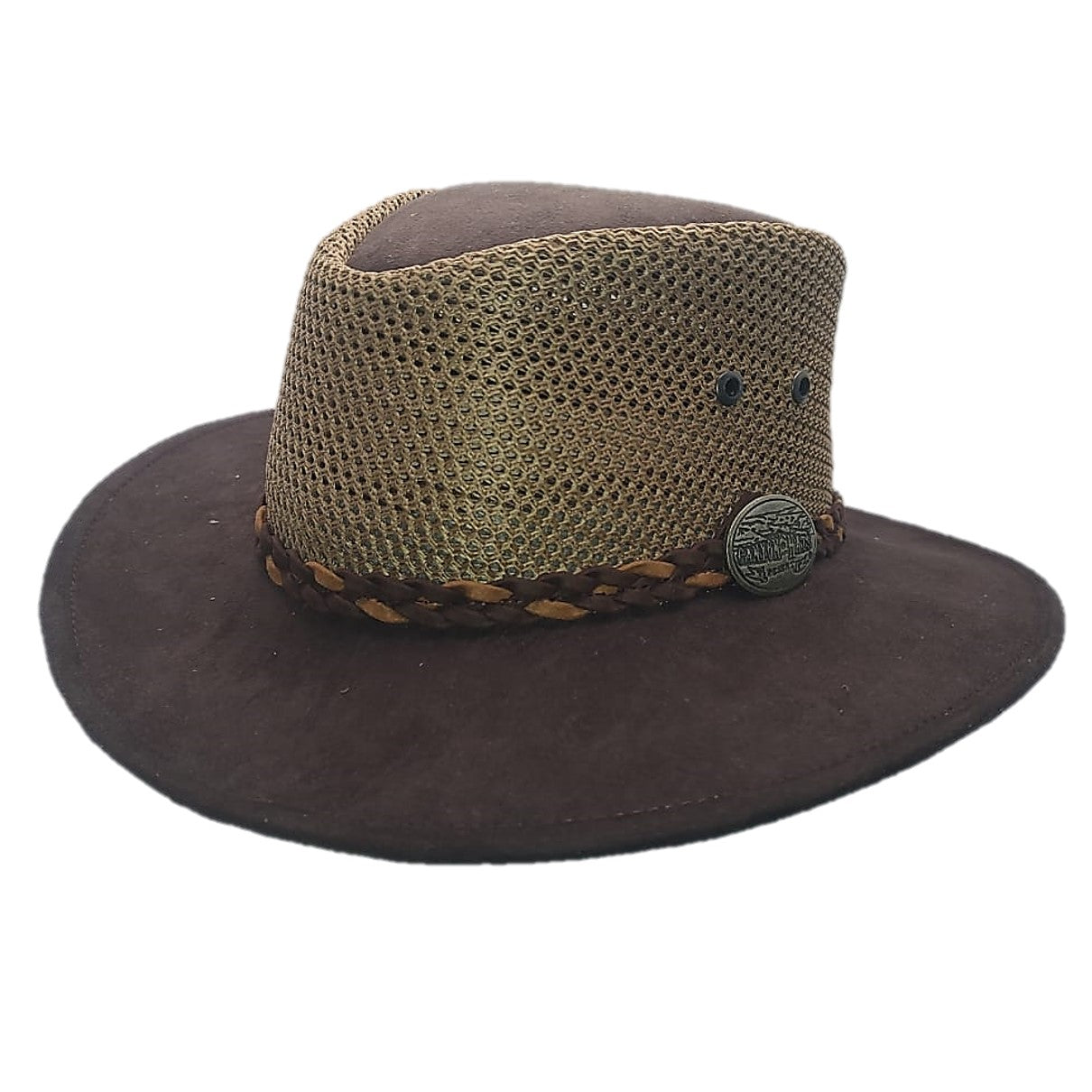 WYOMING | Sombrero Australiano De Malla Ligero Y Transpirable Con Trenza Bicolor