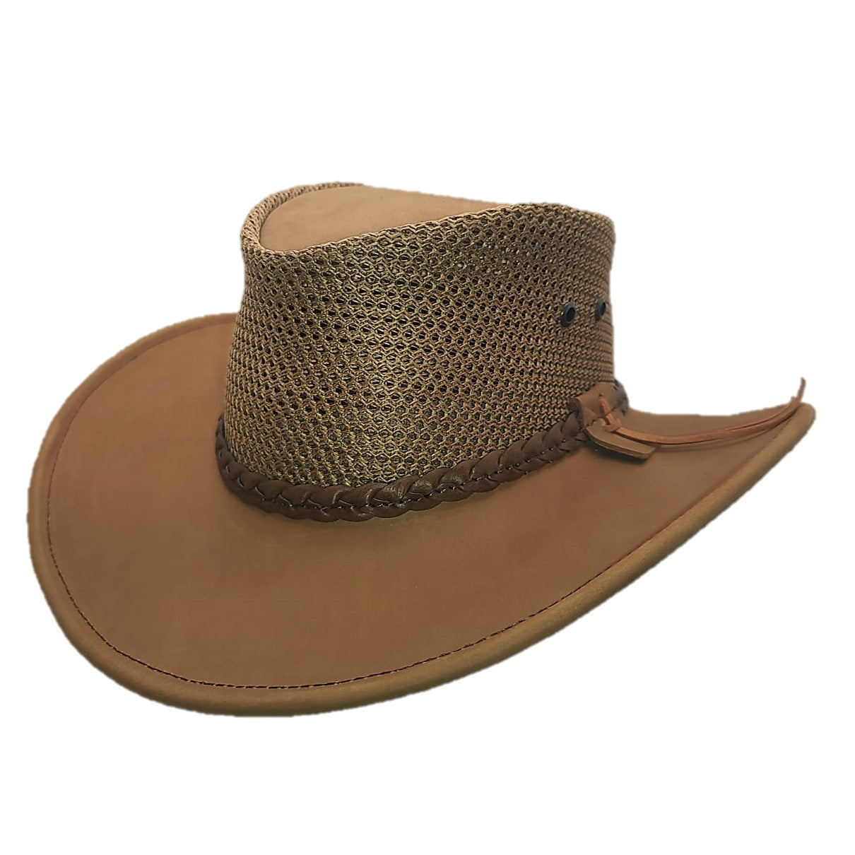 SANTANA | Sombrero Australiano De Piel Con Malla Comodo Y Transpirable