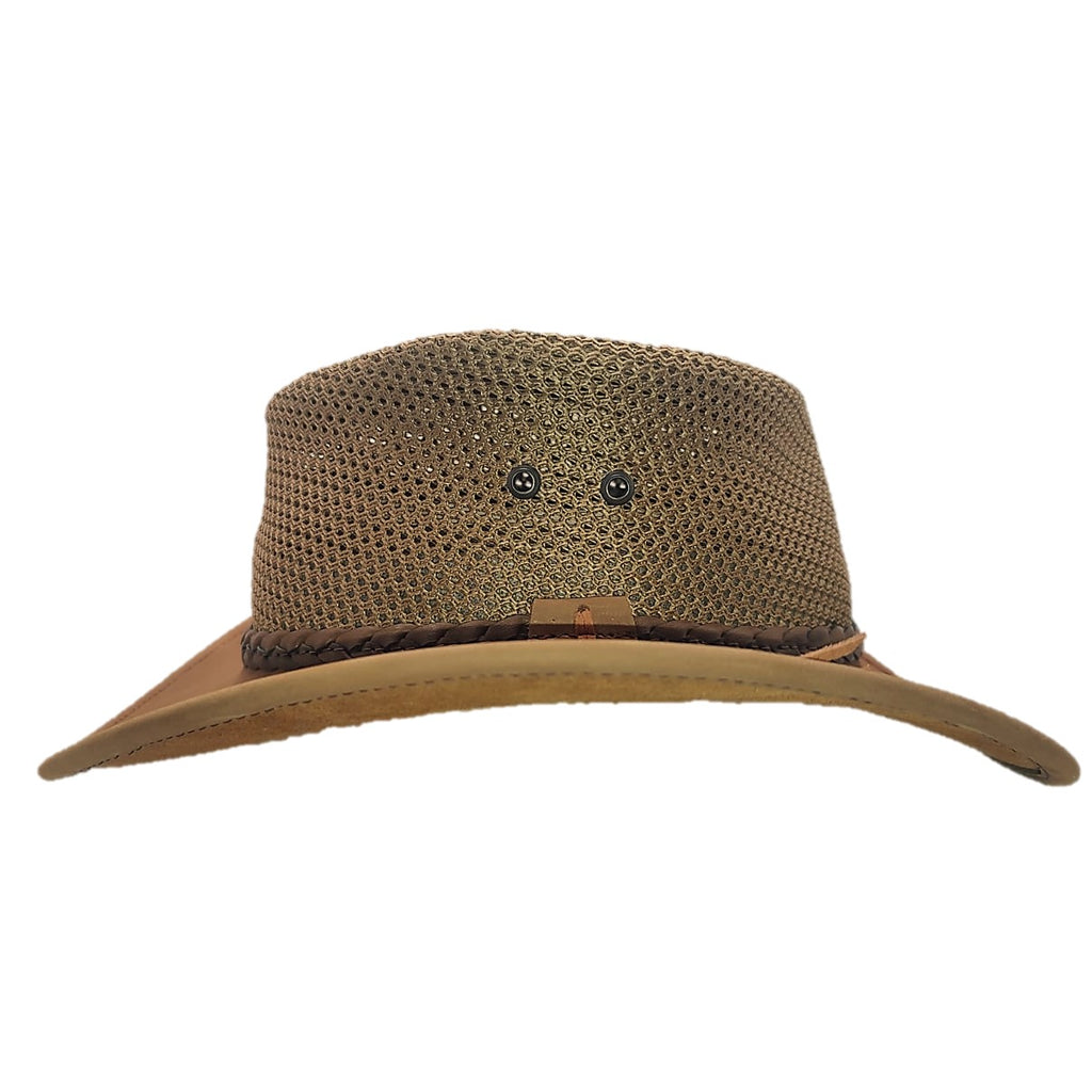 SANTANA | Sombrero Australiano De Piel Con Malla Comodo Y Transpirable