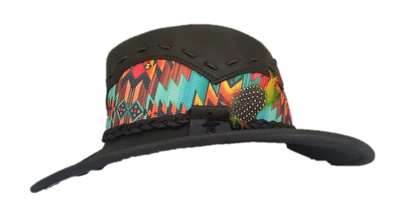 NAVAJO | Sombrero Vaquero De Piel Tribu Con Trenza