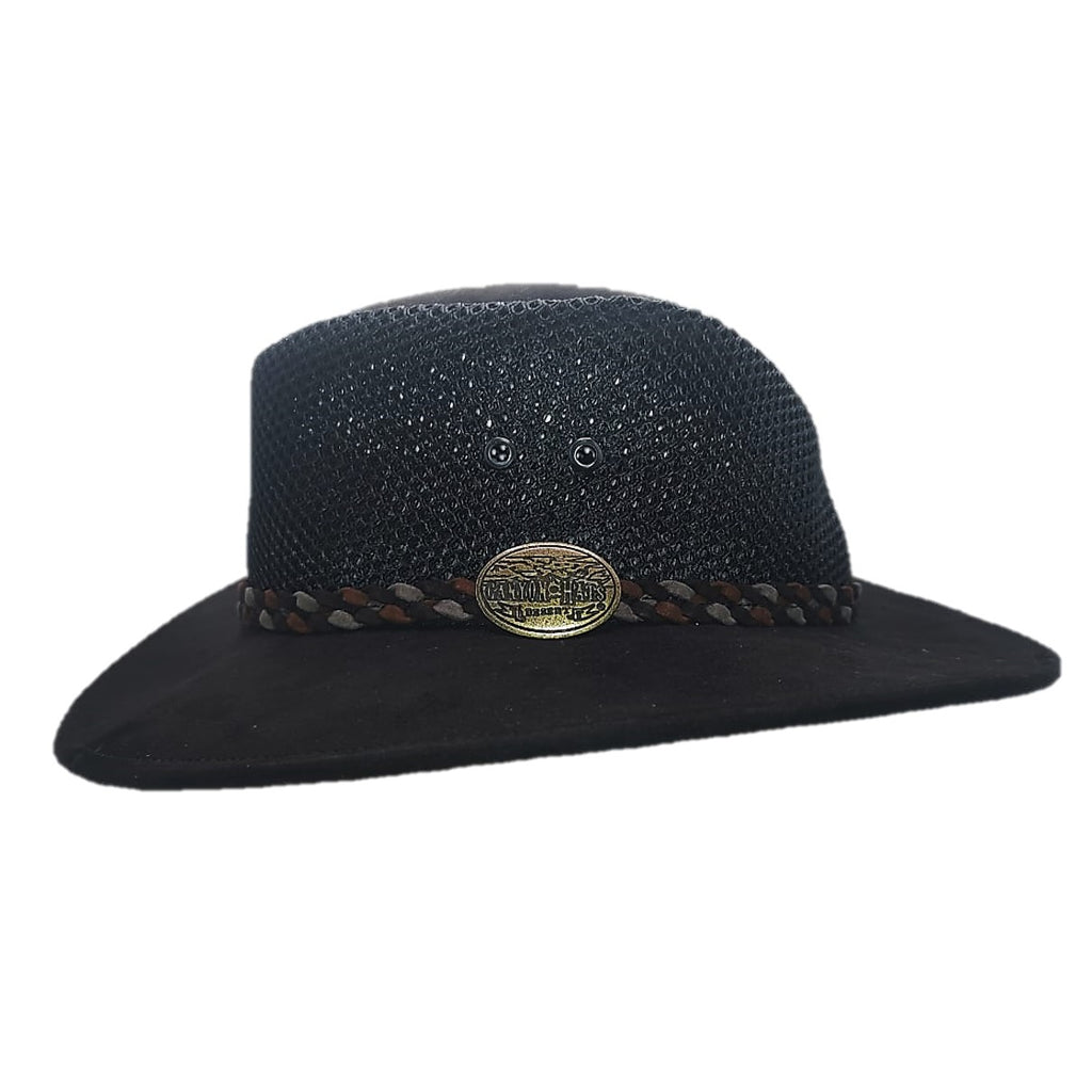 WYOMING | Sombrero Australiano De Malla Ligero Y Transpirable Con Trenza Bicolor