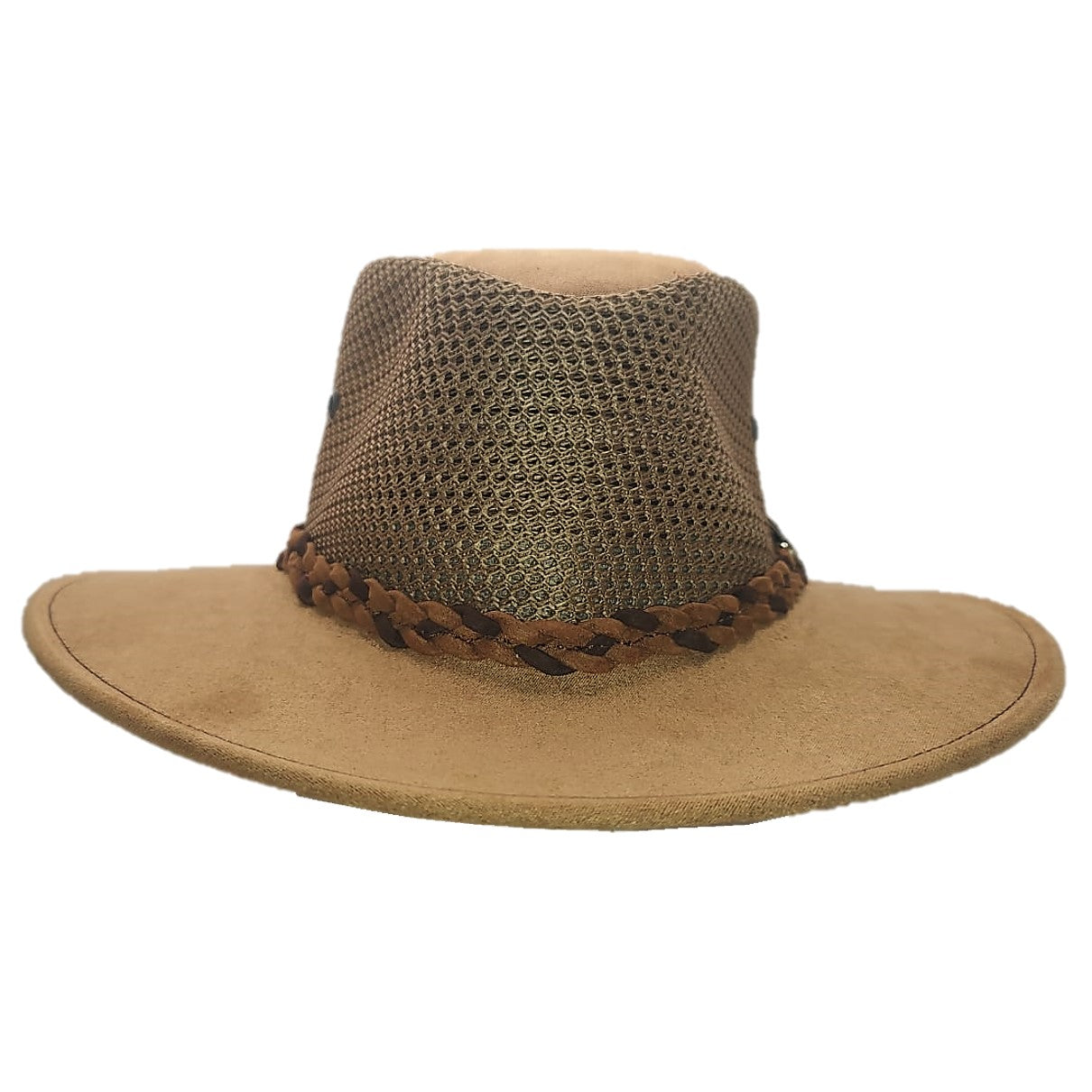 WYOMING | Sombrero Australiano De Malla Ligero Y Transpirable Con Trenza Bicolor