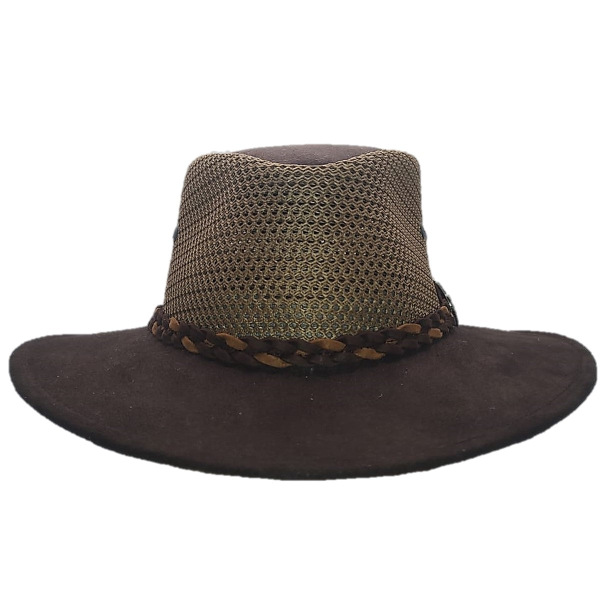 WYOMING | Sombrero Australiano De Malla Ligero Y Transpirable Con Trenza Bicolor