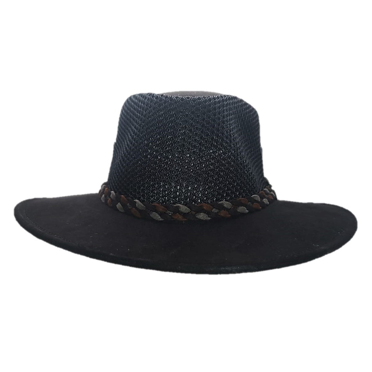 WYOMING | Sombrero Australiano De Malla Ligero Y Transpirable Con Trenza Bicolor