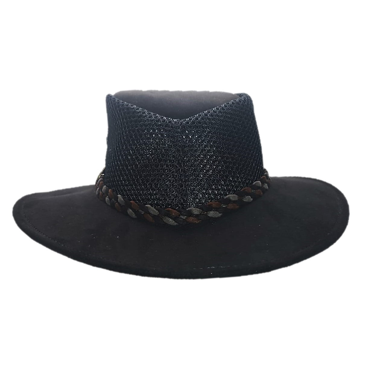 WYOMING | Sombrero Australiano De Malla Ligero Y Transpirable Con Trenza Bicolor