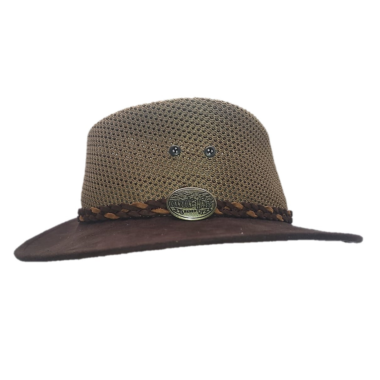 WYOMING | Sombrero Australiano De Malla Ligero Y Transpirable Con Trenza Bicolor