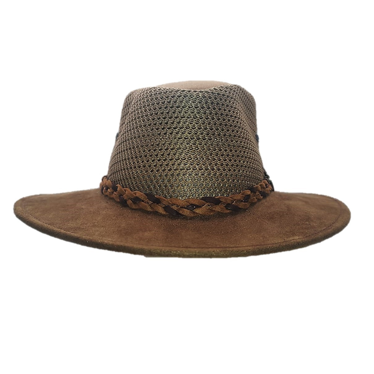 WYOMING | Sombrero Australiano De Malla Ligero Y Transpirable Con Trenza Bicolor