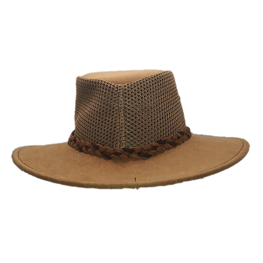 WYOMING | Sombrero Australiano De Malla Ligero Y Transpirable Con Trenza Bicolor