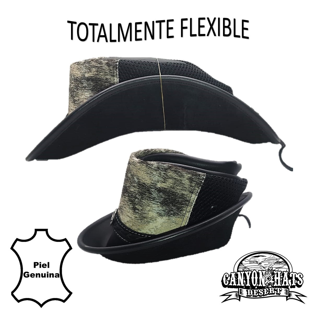 CEBU | Sombrero Vaquero De Piel, Pelo Vaca, Malla Transpirable