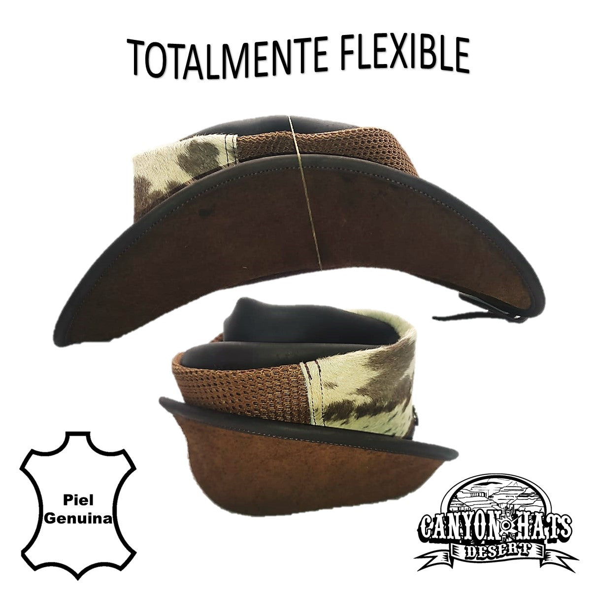 CEBU | Sombrero Vaquero De Piel, Pelo Vaca, Malla Transpirable