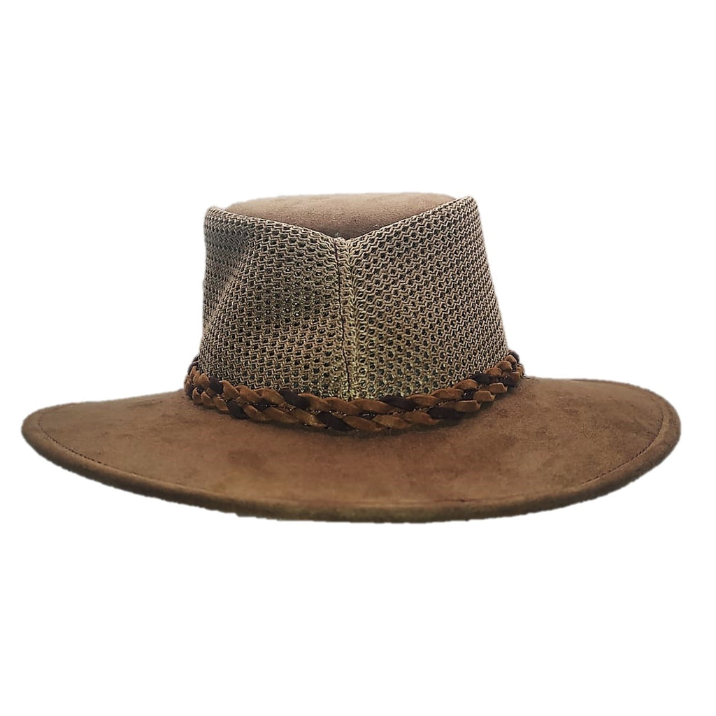 WYOMING | Sombrero Australiano De Malla Ligero Y Transpirable Con Trenza Bicolor